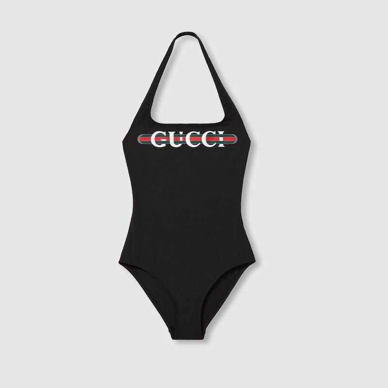 Glitzernder Jersey-Badeanzug mit Print