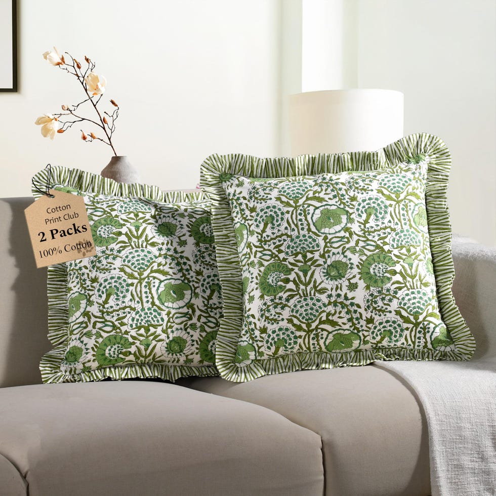 CPC Agate Green Ruffle Throw Pillow Covers 