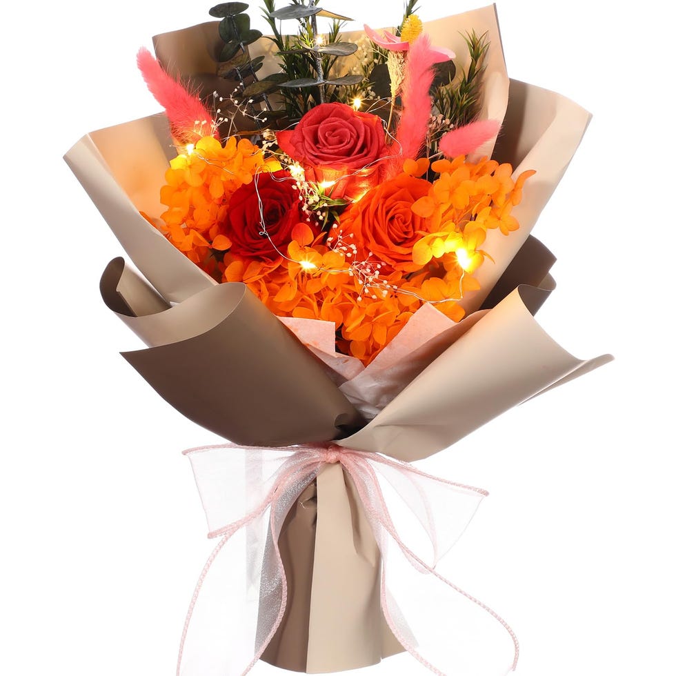 Preserved Flowers Bouquet with LED Lights and Gift Box