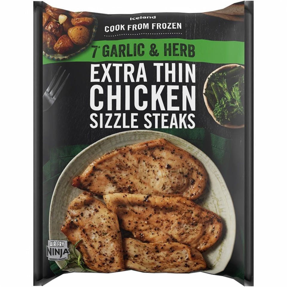 Extra Thin Garlic & Herb Chicken Sizzle Steaks 450g