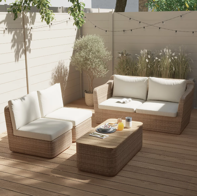 Elos Matt Beige 4 Seater Modular Coffee Set