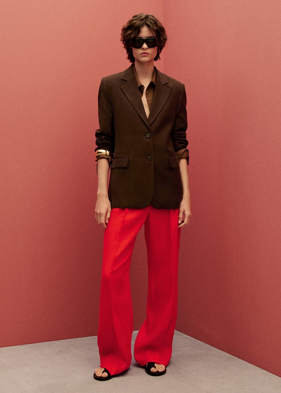 Straight-fit linen suit trousers
