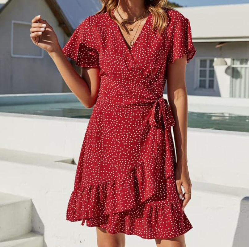 Short Sleeve Polka Dot Dress