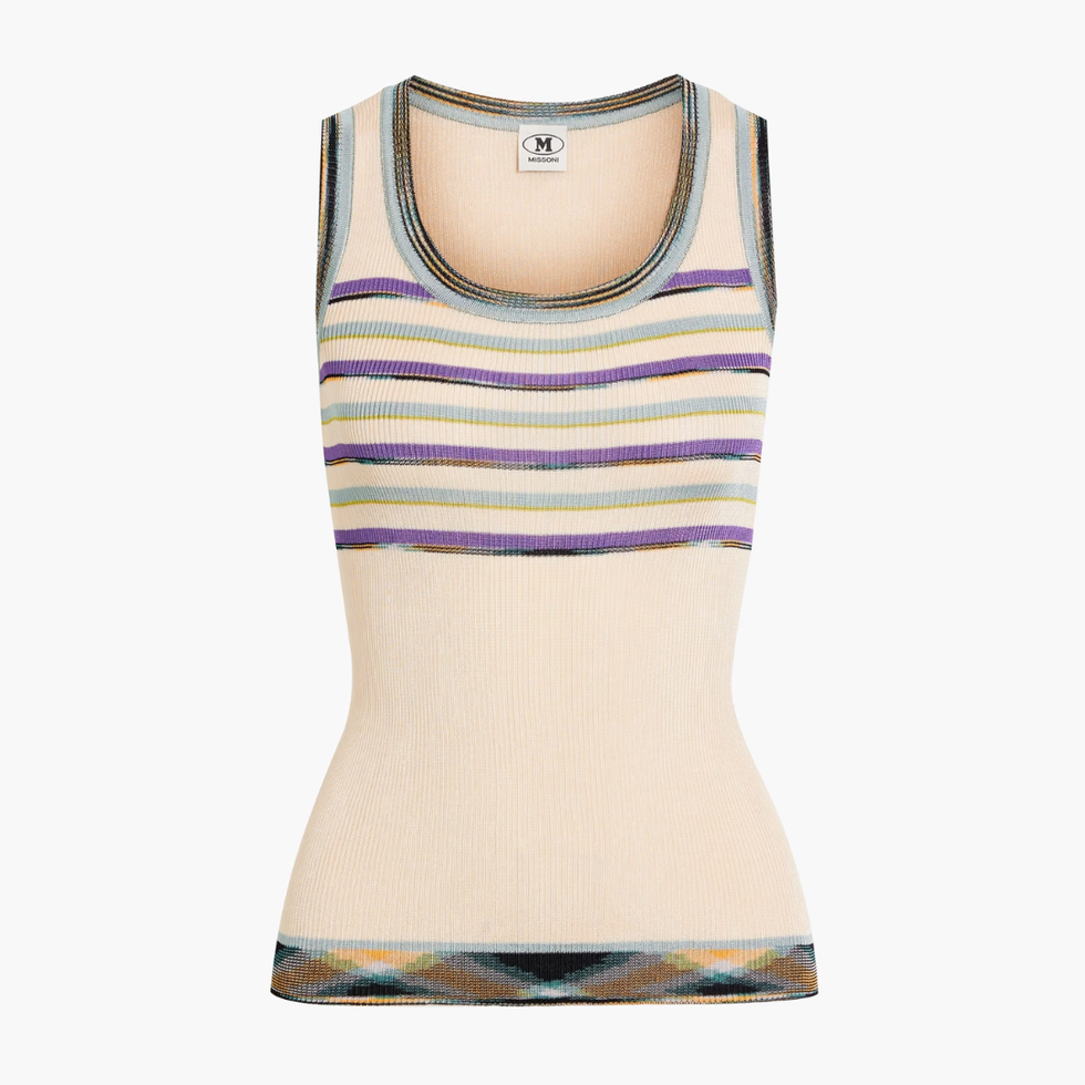 Gestreiftes Häkel-Strick-Tanktop
