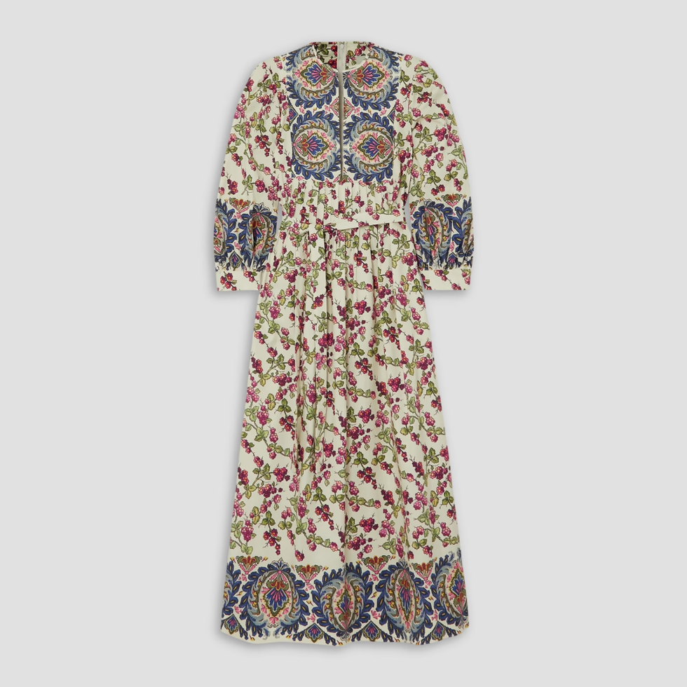 Midikleid aus Baumwollpopeline mit Blumenprint