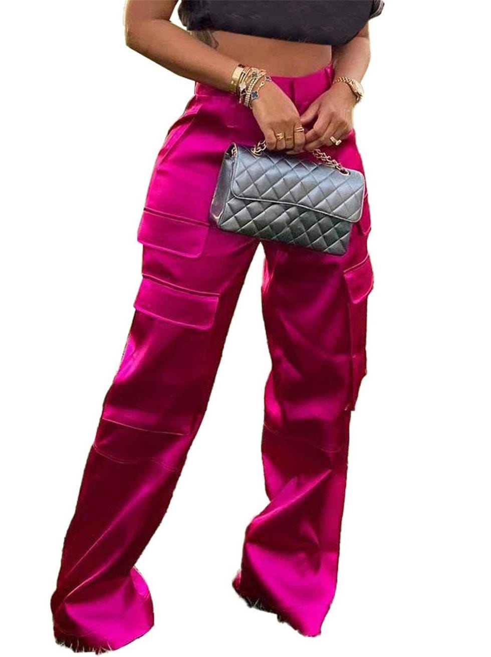 Metallic Cargo Pants 