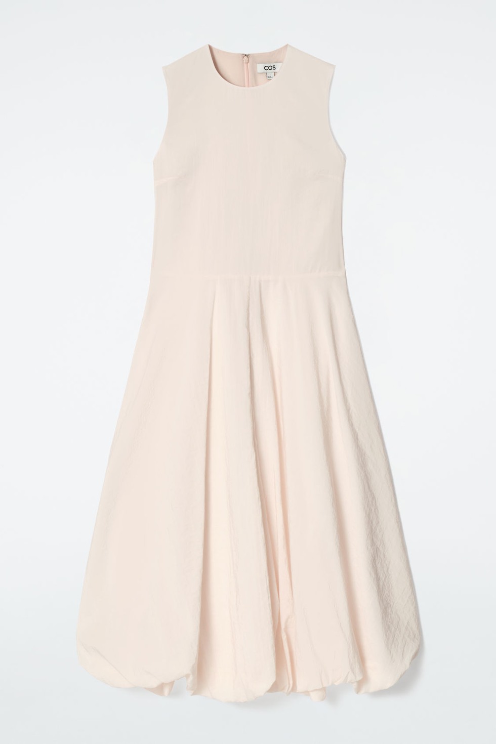 Vestido midi sin mangas con dobladillo abullonado