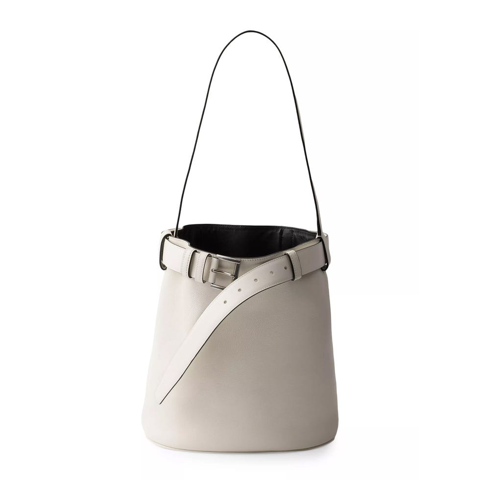 Buckle Leather Bucket Bag