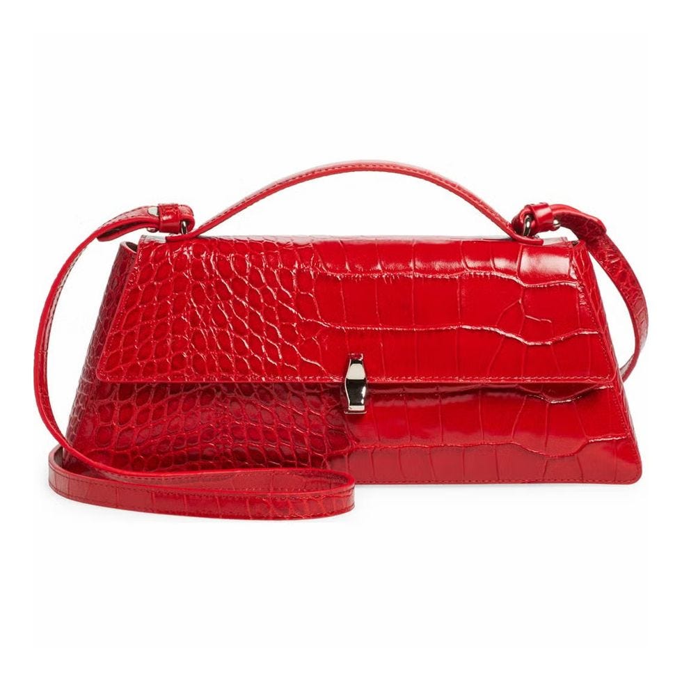 Gia Croc Embossed Shoulder Bag