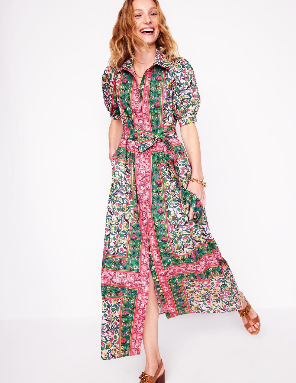 The relaxed country garden wedding: Alexa maxi shirt dress in ‘Enchanting Vine’
