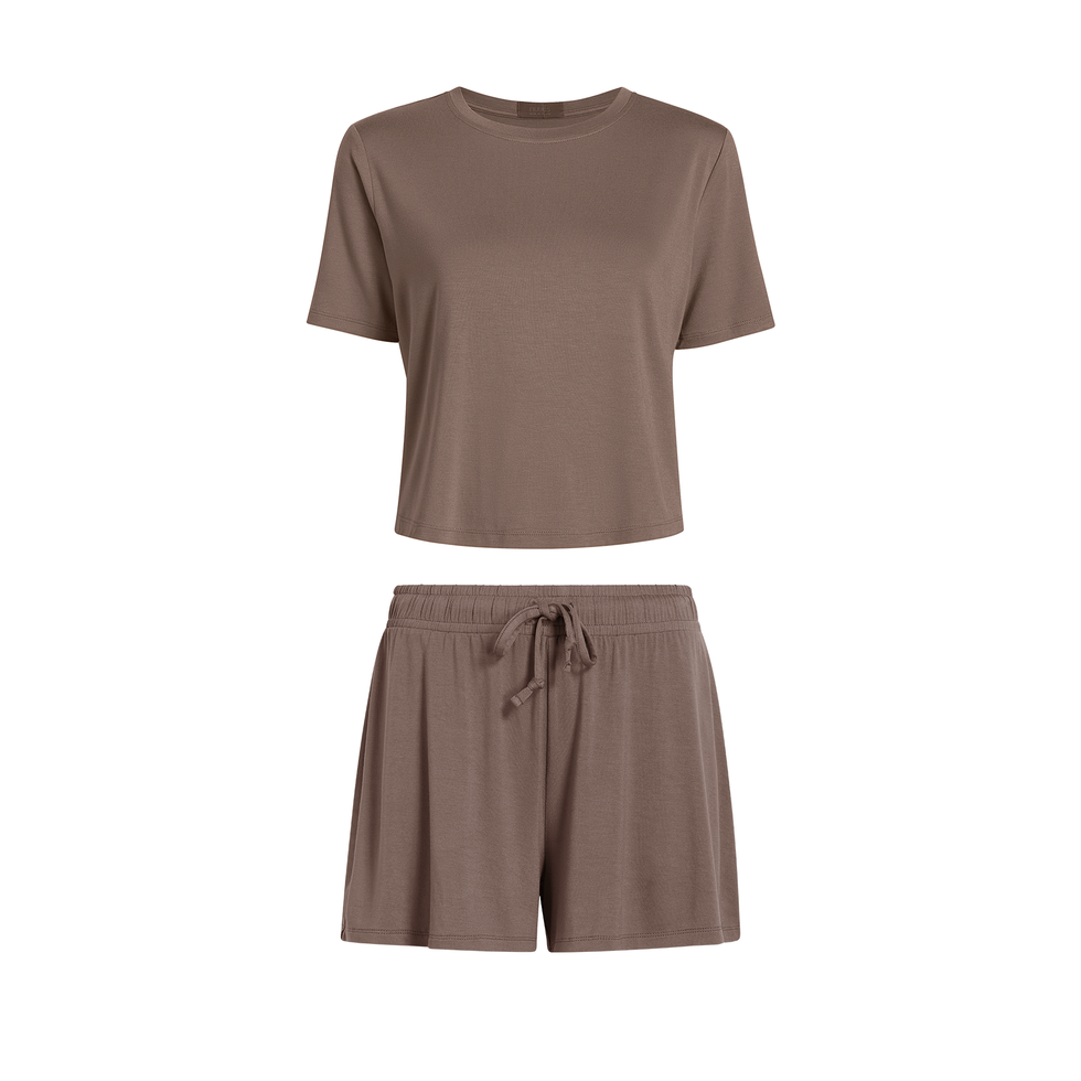 Pyjama-Shorts-Set in Mokka