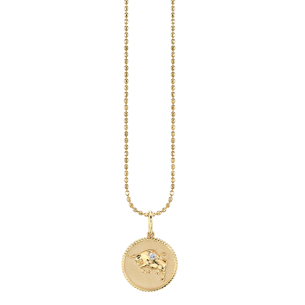 Medaillon aus Gold und Diamanten mit Sternzeichen Stier