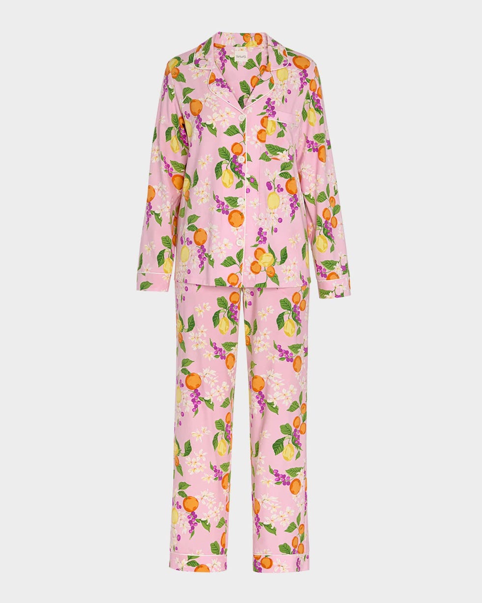 Conjunto de pijama de jersey de algodón orgánico con estampado de frutas