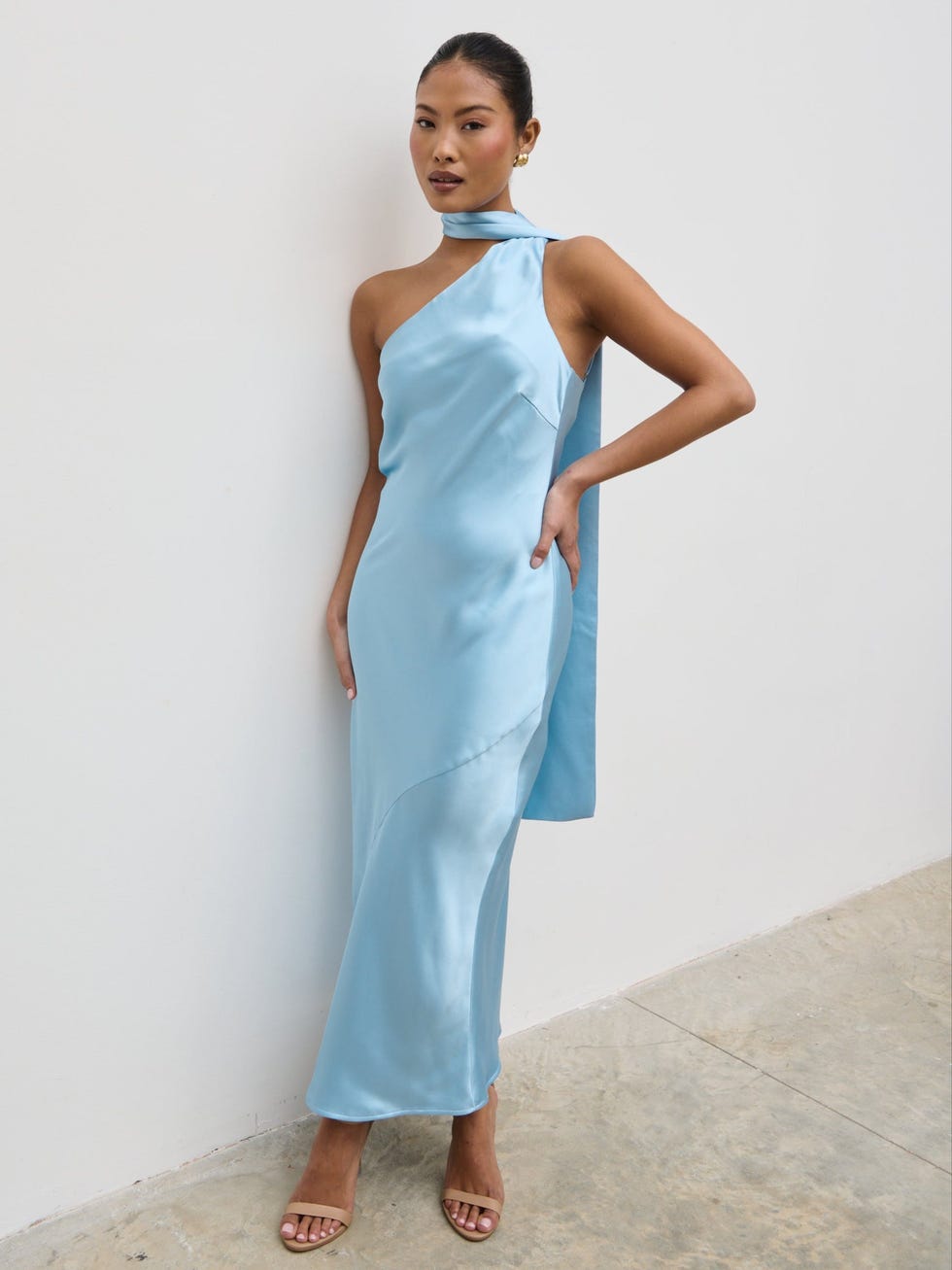 Sheree One Shoulder Scarf Midaxi Dress