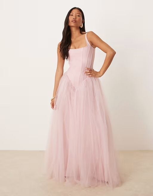 Drop Waist Corset Maxi Dress 