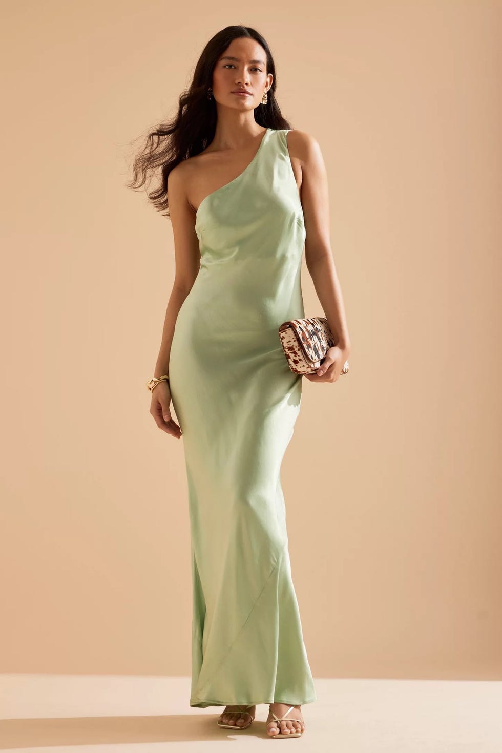 The Lily One-Shoulder Satin Maxi Slip Dress