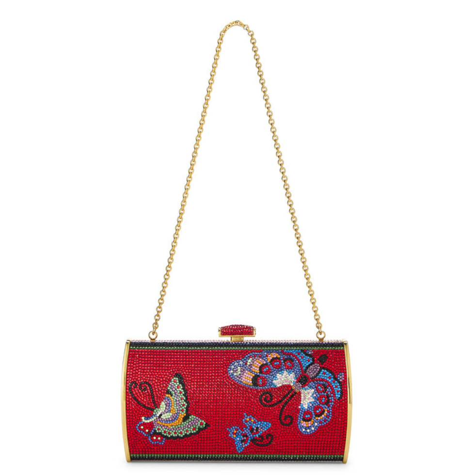 Minaudiere-Clutch mit Schmetterlingskristallen
