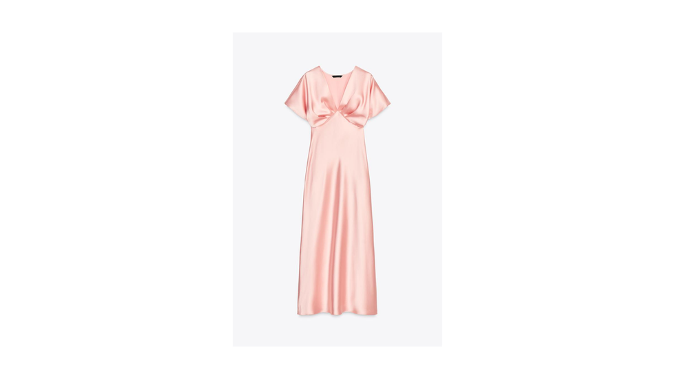 Zara Midi dress in pink satin 