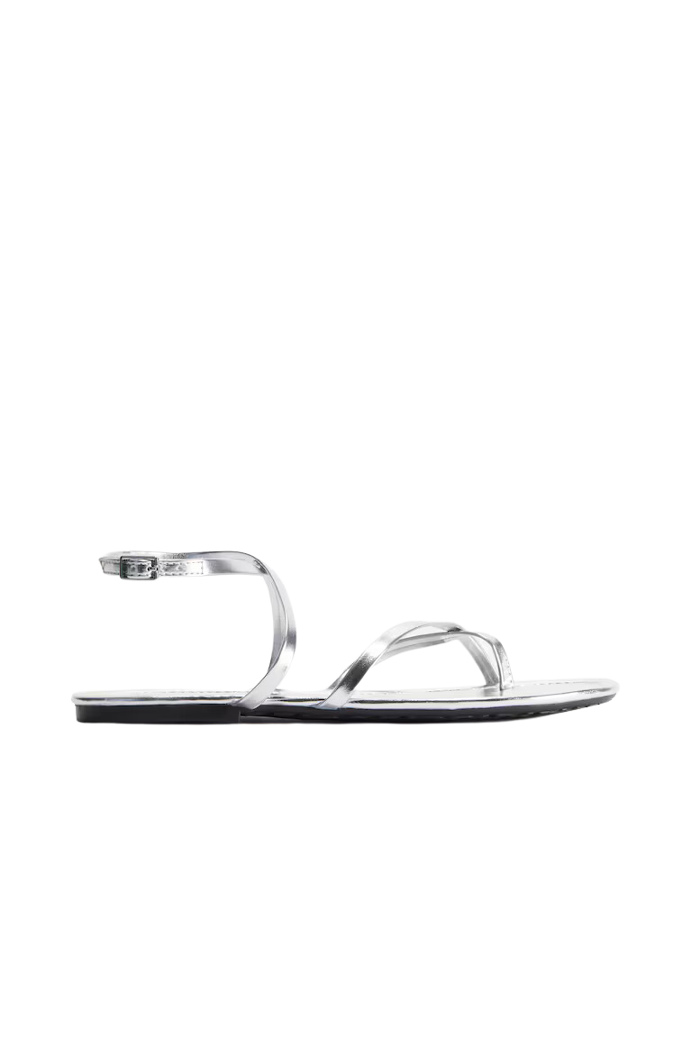 Silver sandals with straps