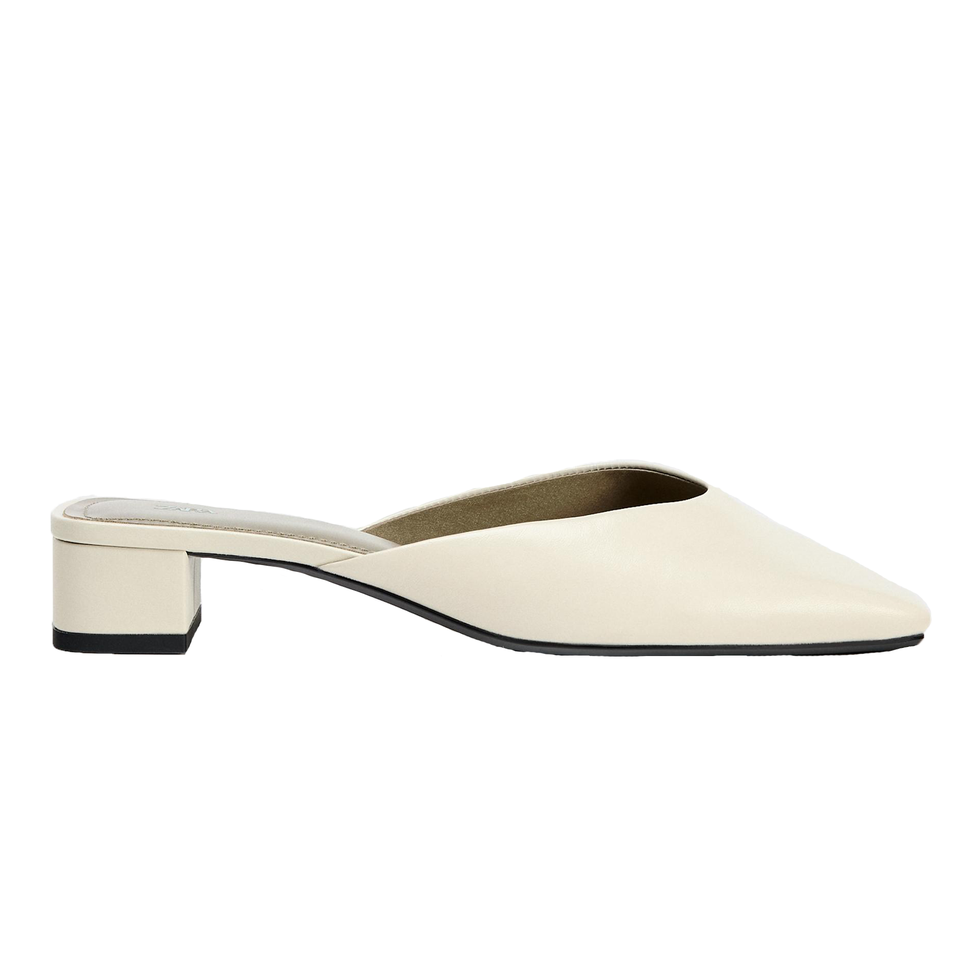 Heeled Leather Slides