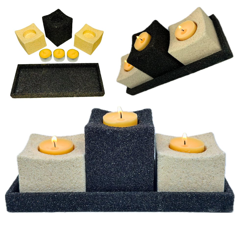 Portavelas de Carborundum con 3 Velas Aromáticas de Miel