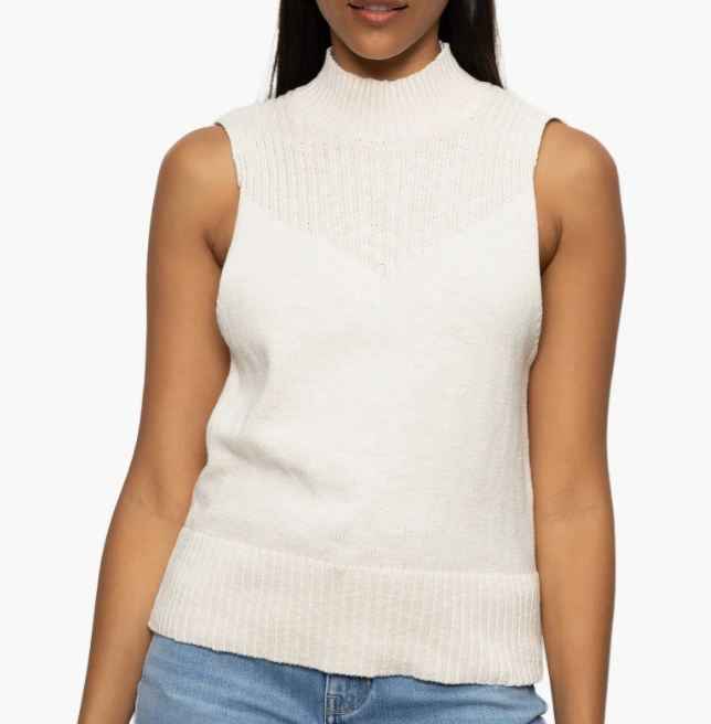 Cotton Turtleneck Sweater Tank