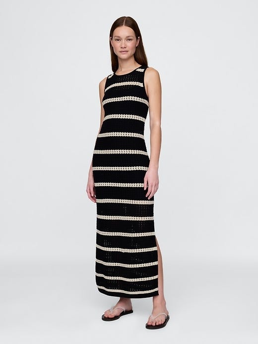 Vestido longo de crochê