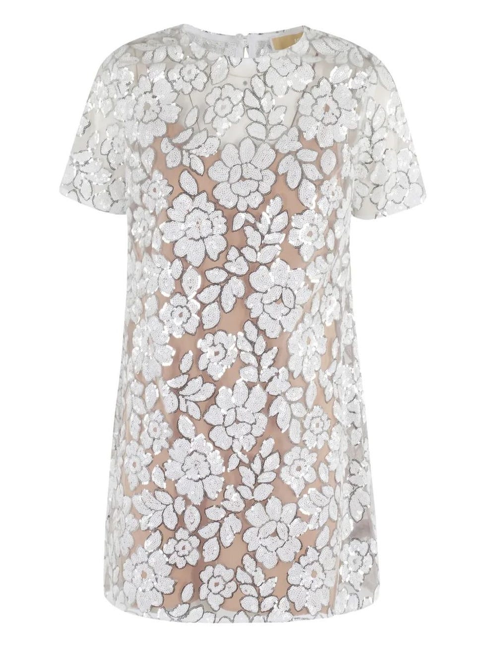 Vestido camiseta floral com lantejoulas