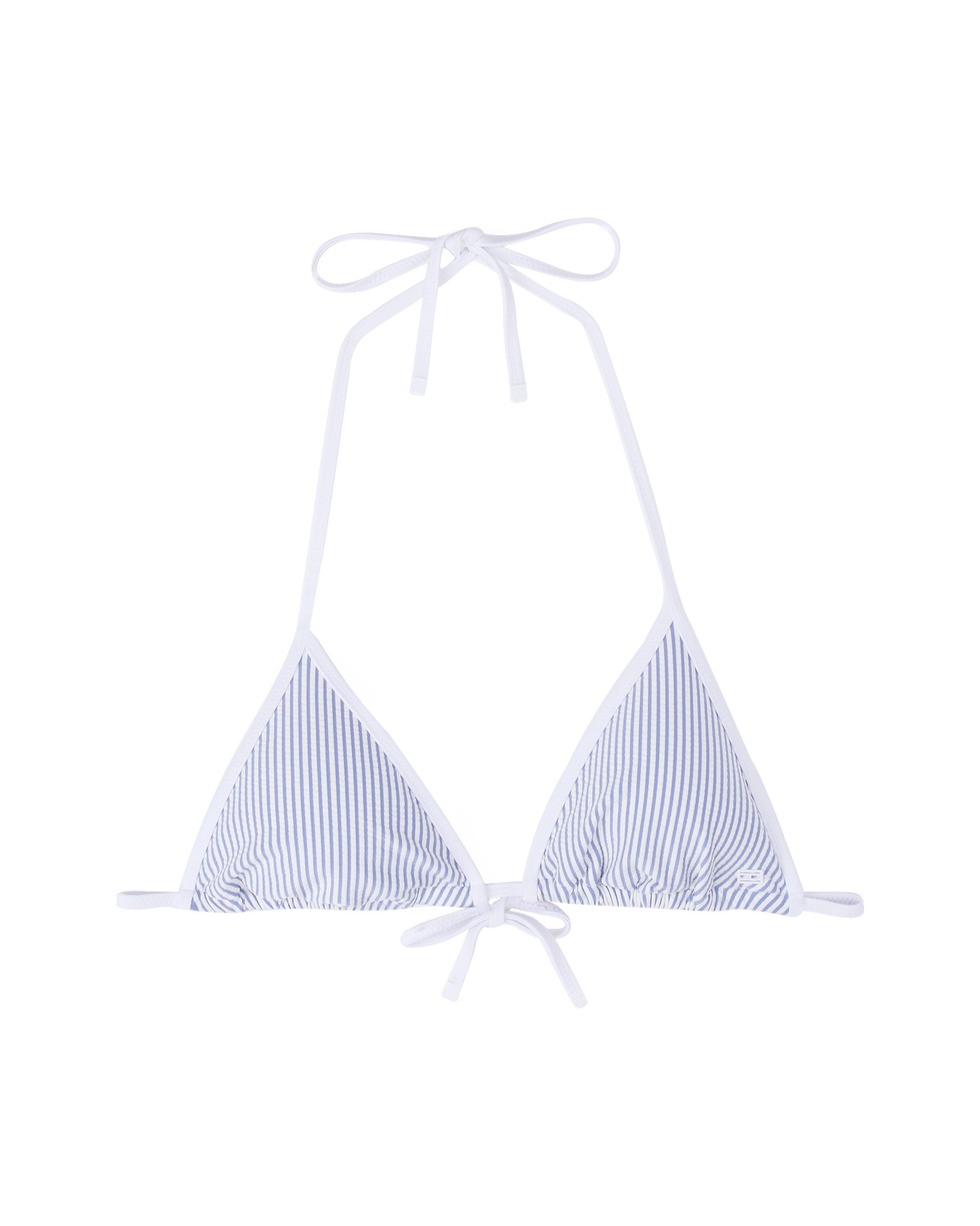 Gestreepte seersucker triangel bikinitop