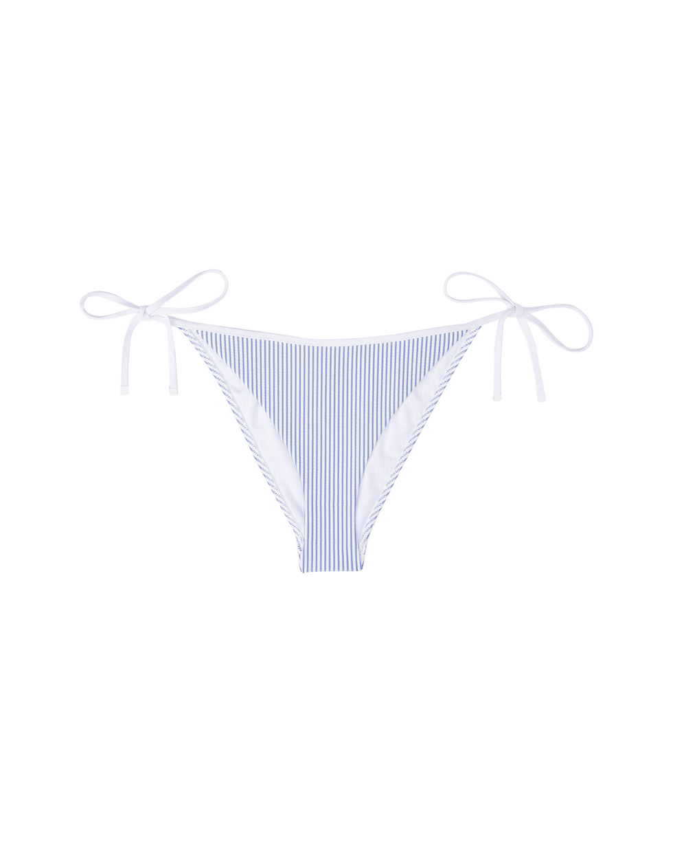 Gestreepte seersucker bikinibroekje met strik aan de zijkant