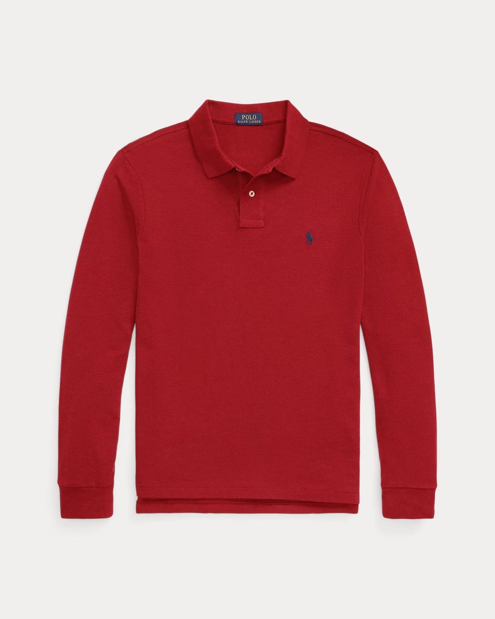 Mesh Long-Sleeve Polo Shirt