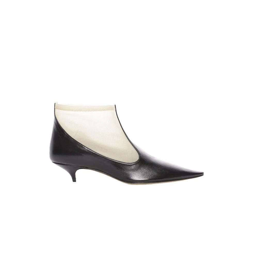 Pointed Mesh Kitten-Heel Booties