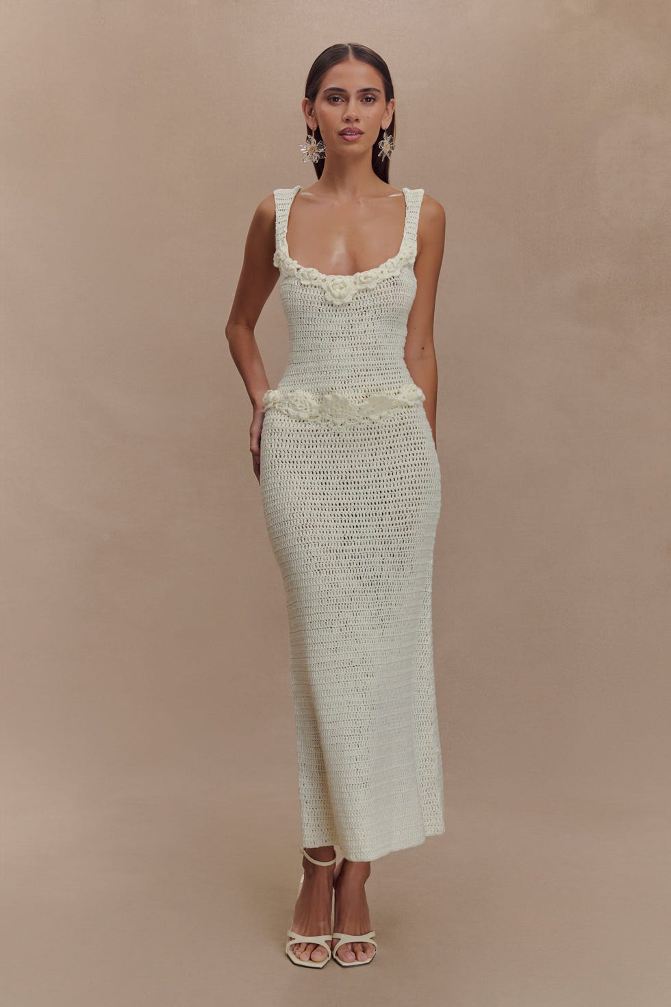 Teagan Floral Hand Crochet Midi Dress