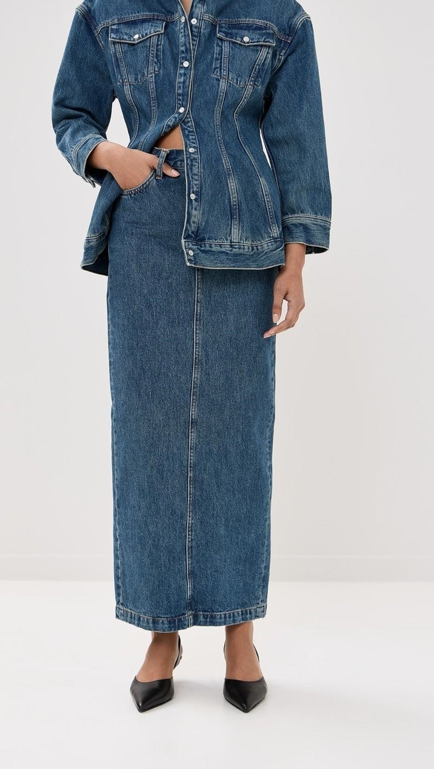 Saia coluna jeans