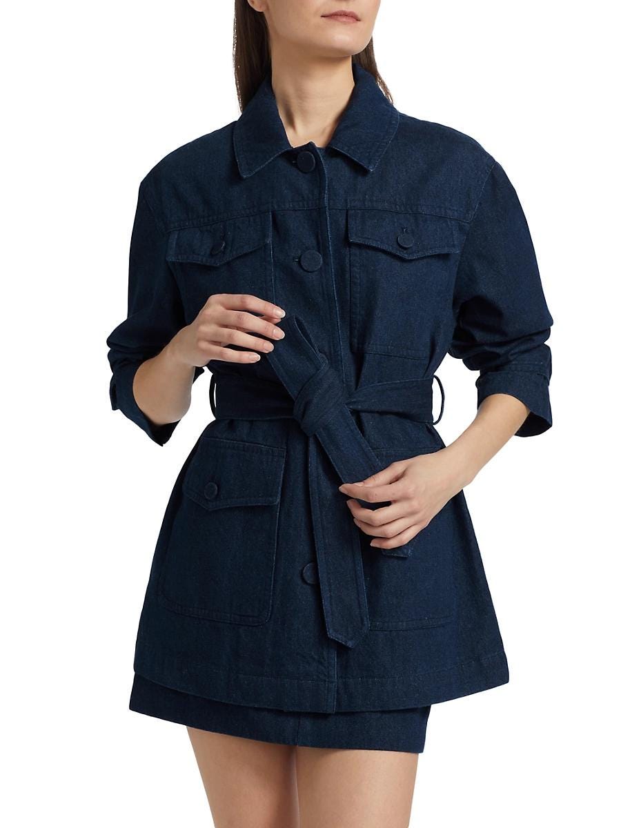 Jaqueta jeans com cinto