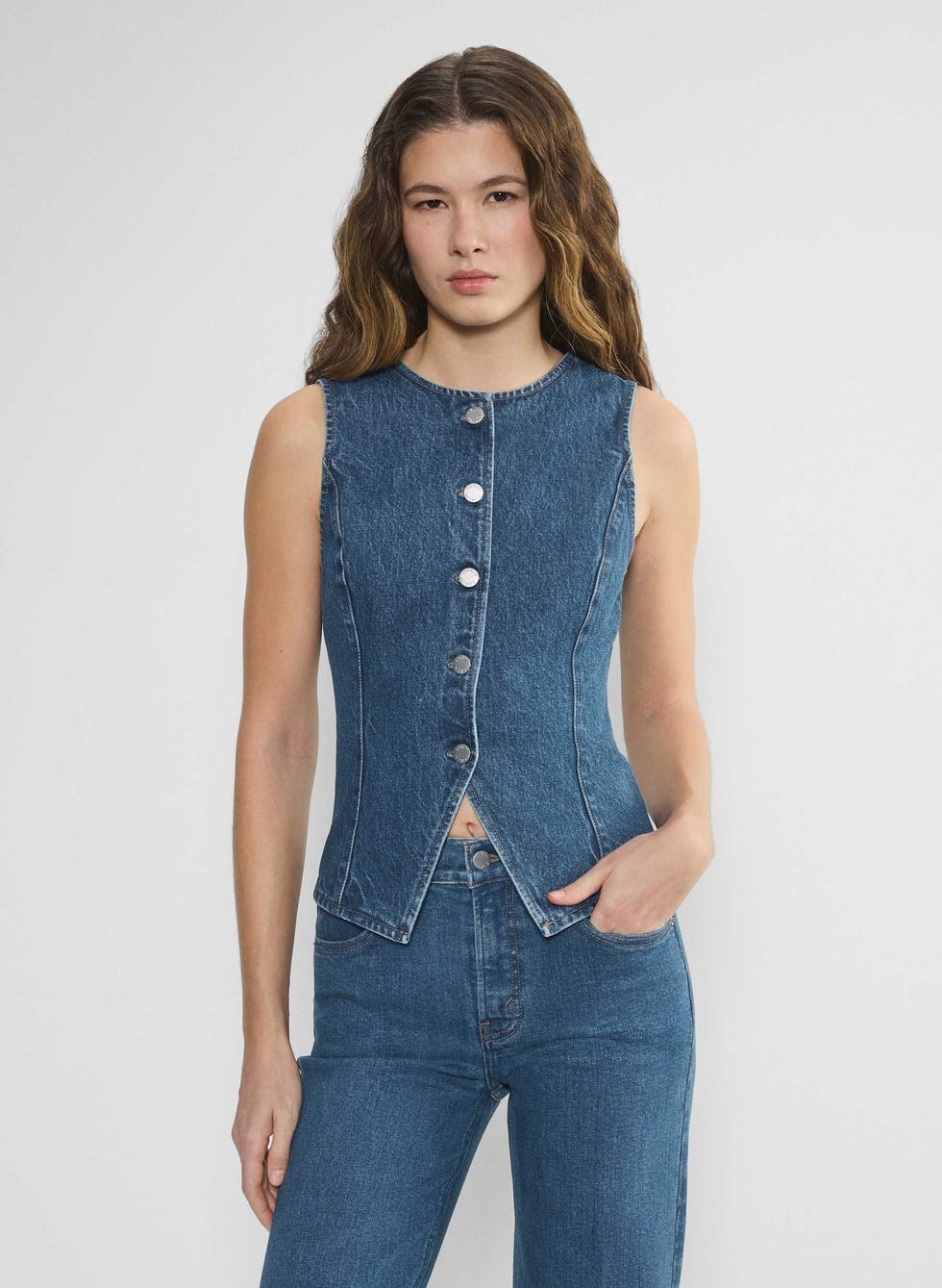 O colete jeans vintage dos anos 90