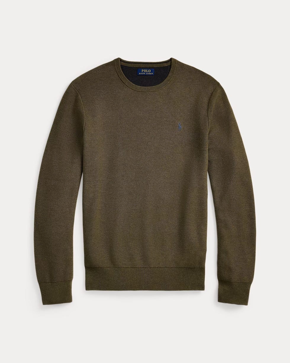 Mesh-Knit Cotton Crewneck Sweater