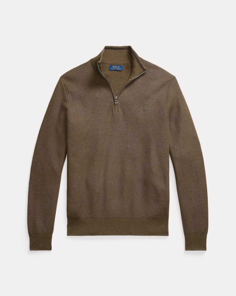 Mesh-Knit Cotton Quarter-Zip Sweater
