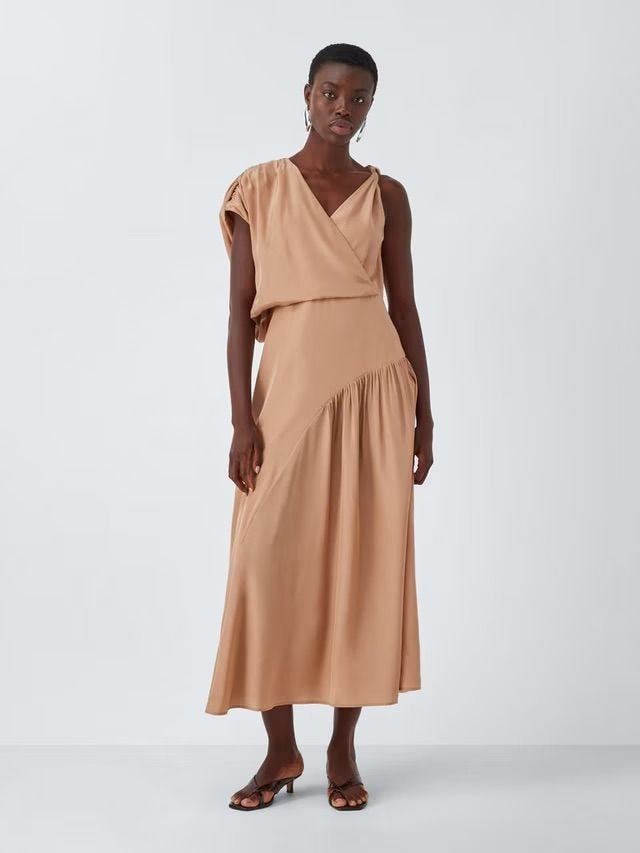 Editions Drape Twist Silk Blend Midi Dress