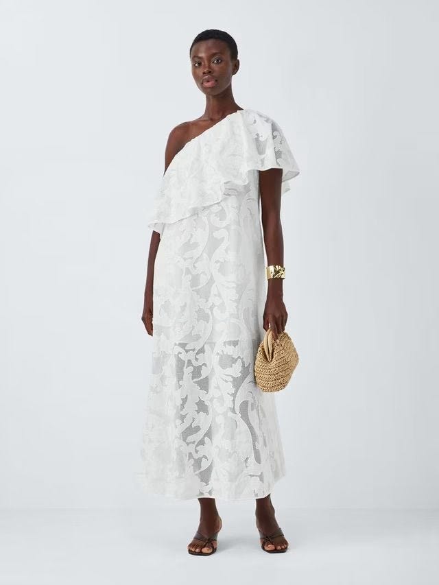 Editions Floral Applique Cold Shoulder Cotton Midi Dress
