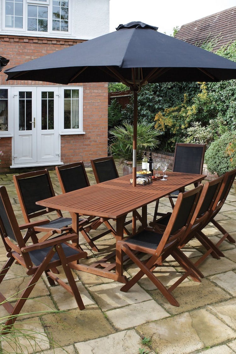 Honey Brown Bali Garden Dining Set with Parasol