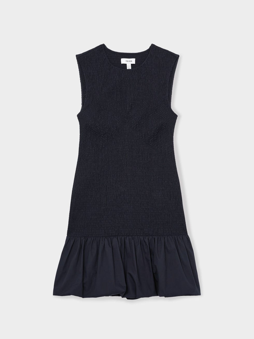 Belinda Cotton Shirred Bubble-Hem Mini Dress