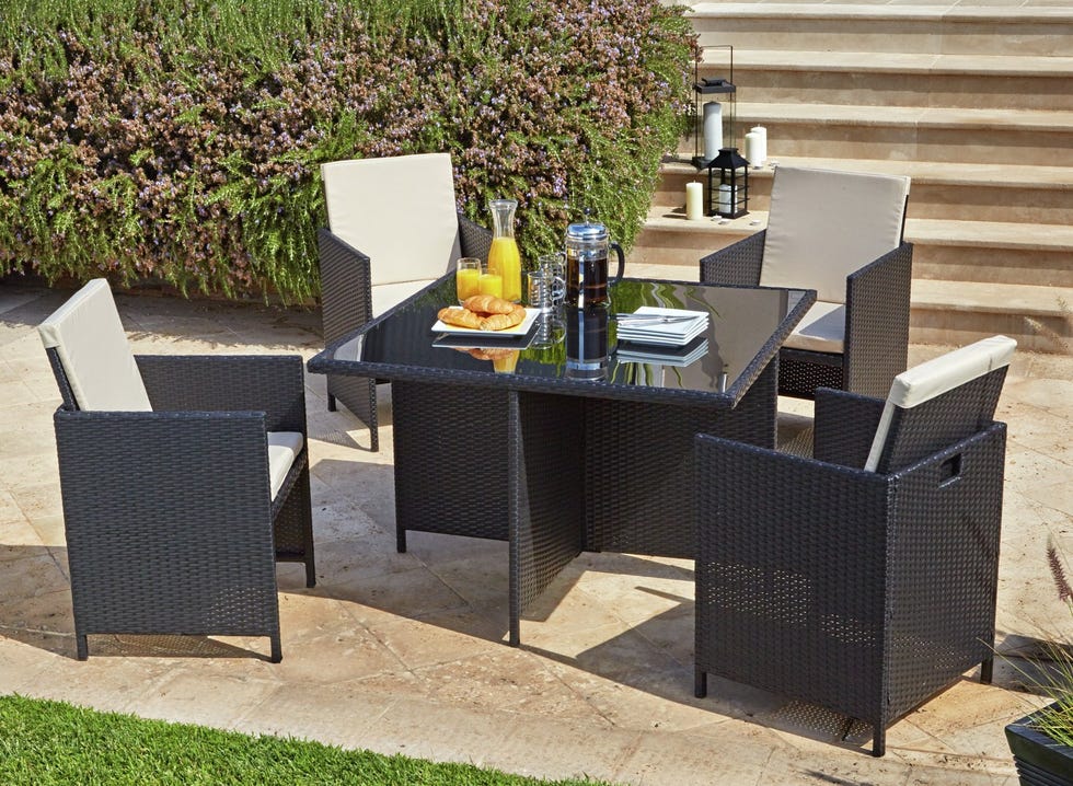 Cube 4 Seater Rattan Effect Patio Set