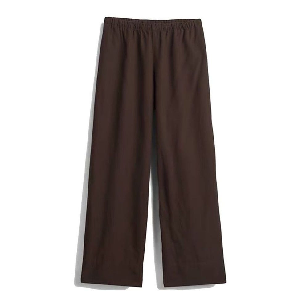 Linen-Blend Easy Wide-Hem Pants