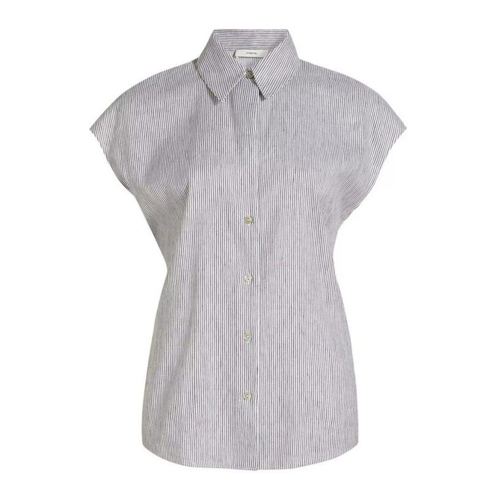 Stripe Linen & Cotton Button-Up Shirt