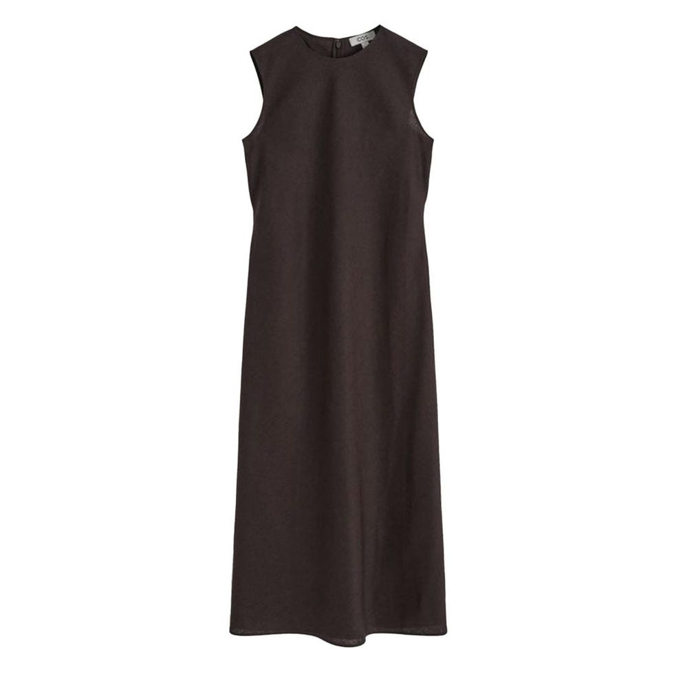 Bias-Cut Linen-Blend Midi Dress