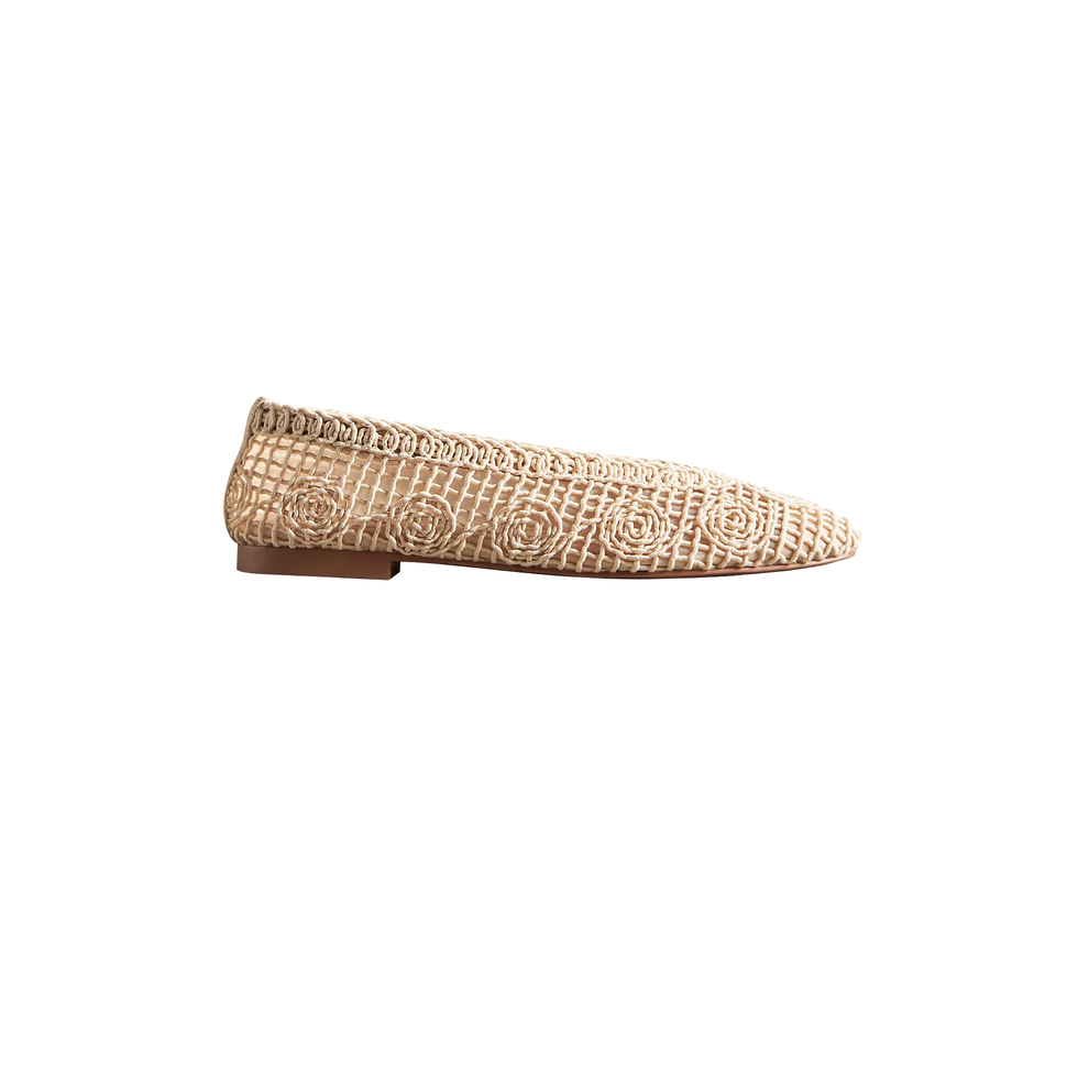 Macramé Ballet Flats in Ivory