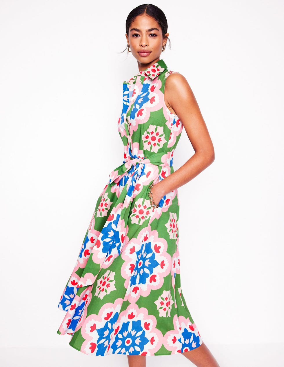 Amy Sleeveless Shirt Dress Multi, Bloom Geo