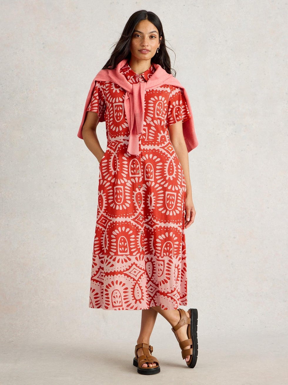 Rua Jersey Shirt Dress Midi
