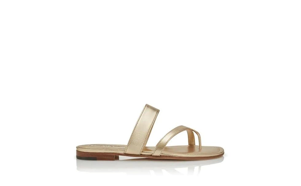 Sandalias planas de cuero nappa de susa dorada